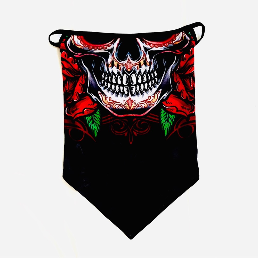 NEW Skull Neck Gaiter with Ear Loop Face Mask Rose